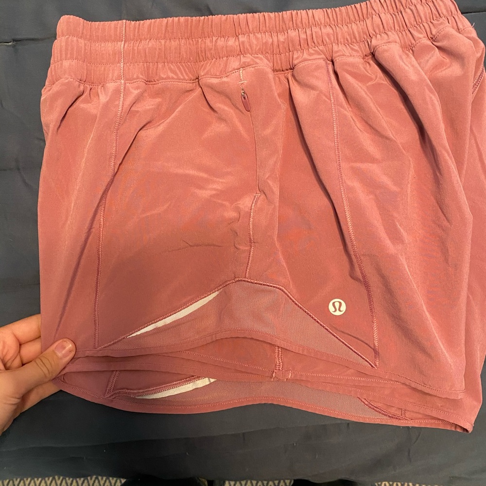Luluemon pink hotty hot tall shorts size 10